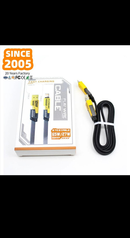 کابل شارژ کنفی ۴ کاره Flat Wire ظرفیت ۶۵ وات