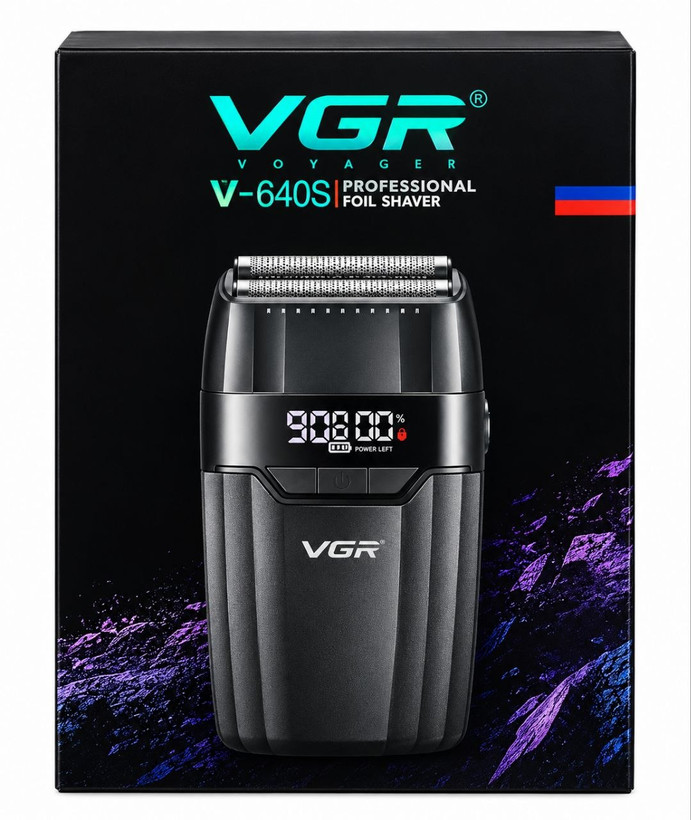 شیور حرفهای ویجی آر مدل_v 640s دو فویل تیتانیومی 9000 دور، باتری 1200mAh
