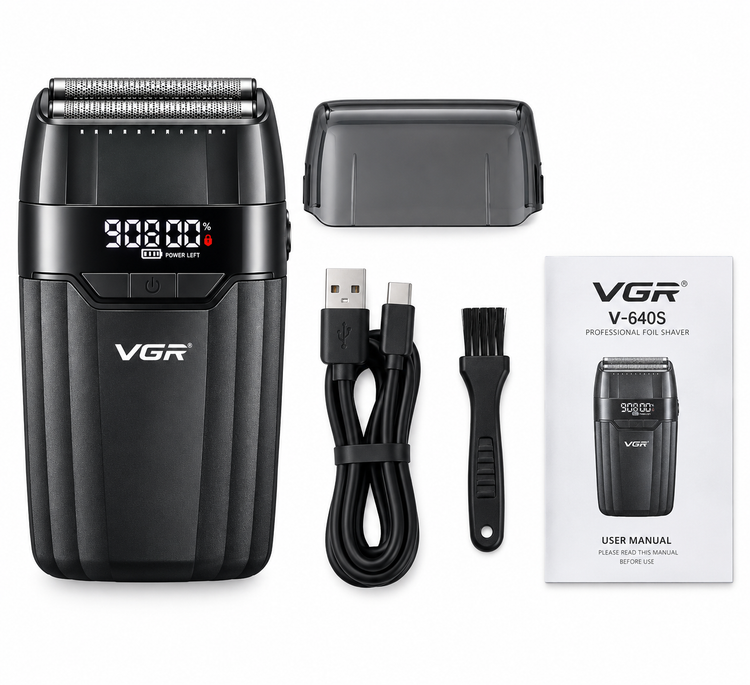 شیور حرفهای ویجی آر مدل_v 640s دو فویل تیتانیومی 9000 دور، باتری 1200mAh
